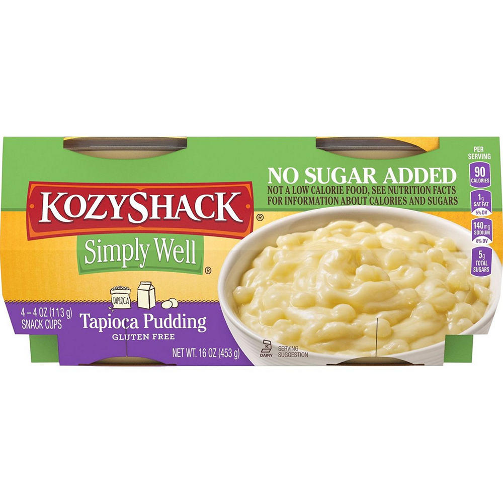 Kozy Shack Simply Well No Sugar Tapioca Pudding Snack Cups, 4 ct