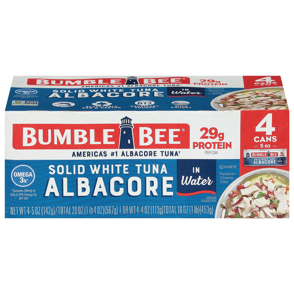 Bumble Bee Solid White Tuna Albacore In Water, 4 ct