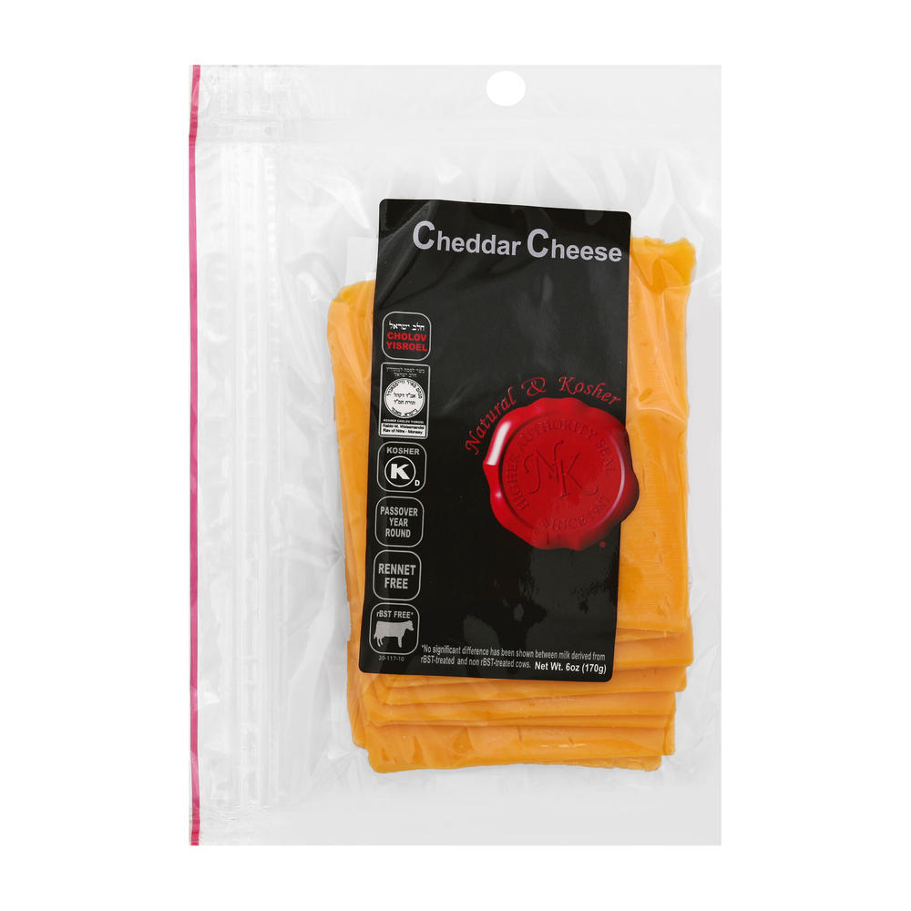 Natural & Kosher Cheddar Sliced Cheese, 6oz