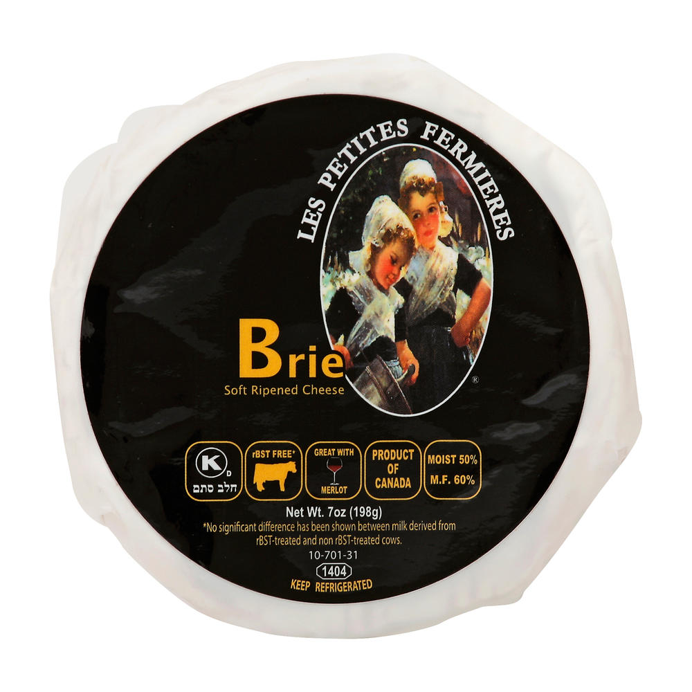 Les Petites Fermieres Kosher Soft Ripened Brie Cheese, 7 oz