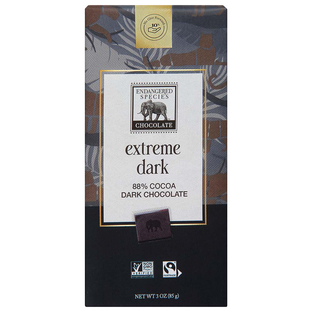 Endangered Species Extreme Dark Chocolate Bar, 3 oz