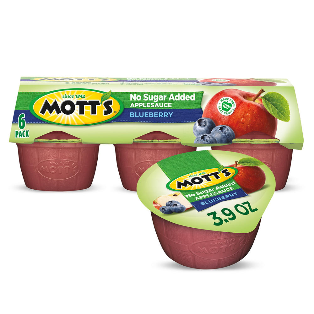 Mott's No Sugar Added Blueberry Applesauce 6 pk Cups, 3.9 oz