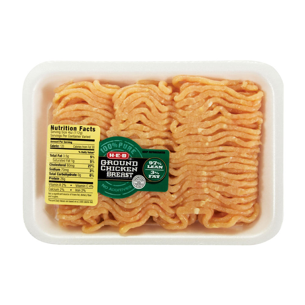 H-E-B Ground Chicken Breast, 97% Lean, Avg. 1.0 lb