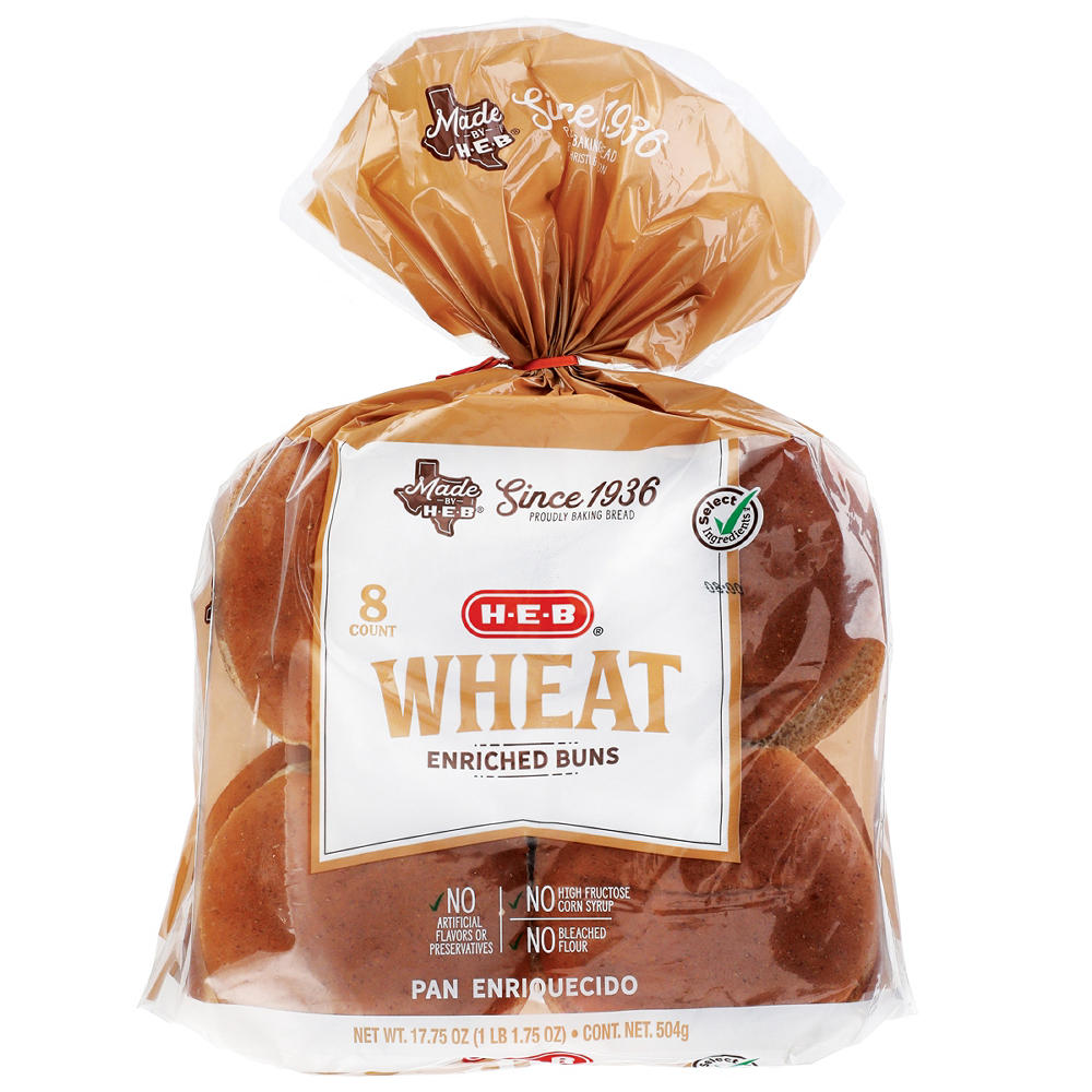 H-E-B Wheat Hamburger Buns, 8 ct