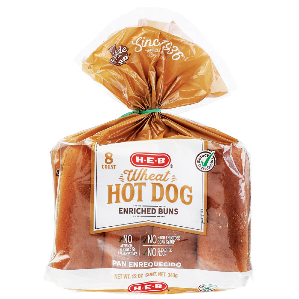 H-E-B Enriched Wheat Hot Dog Buns, 8 ct