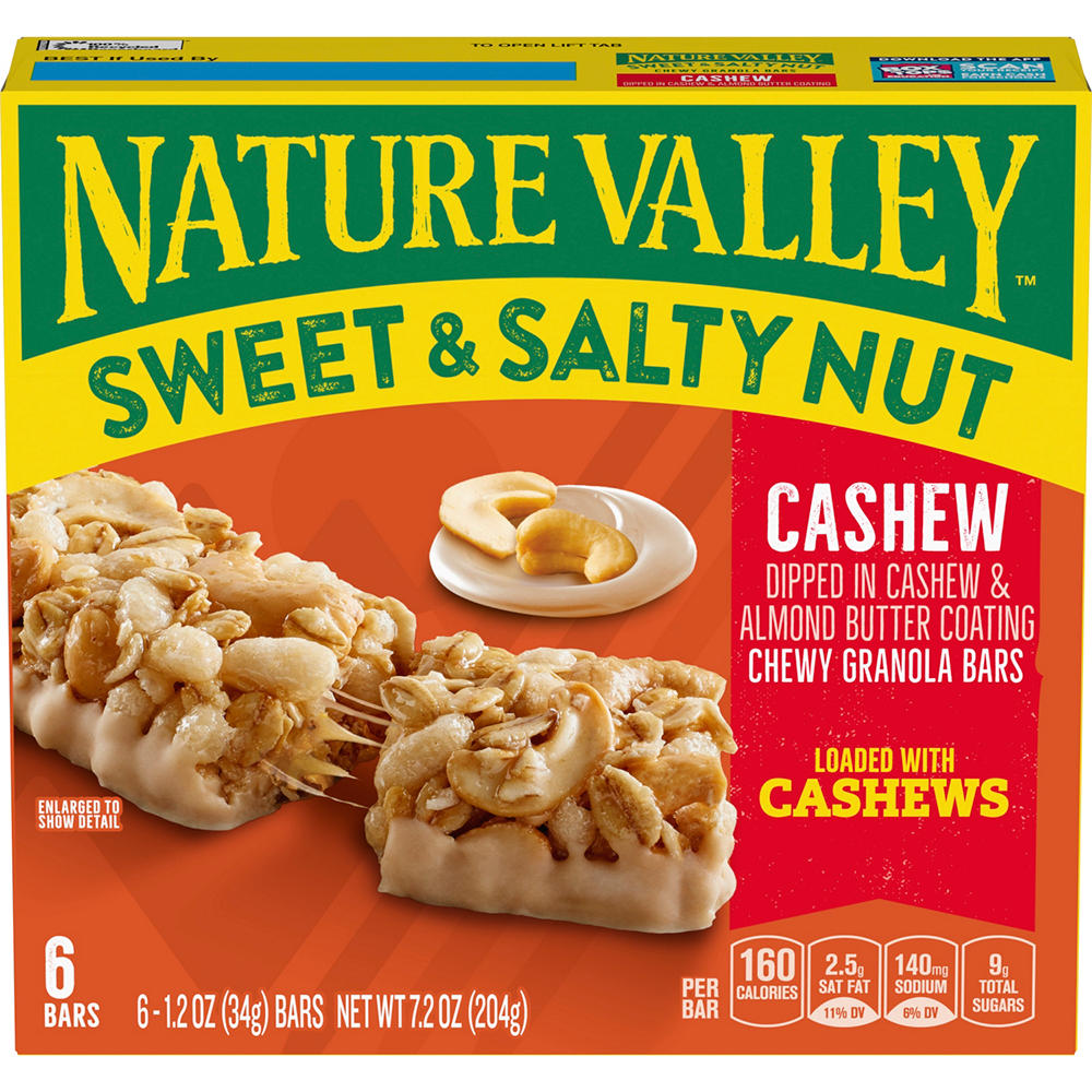 Nature Valley Sweet & Salty Nut Cashew Granola Bars, 6 ct