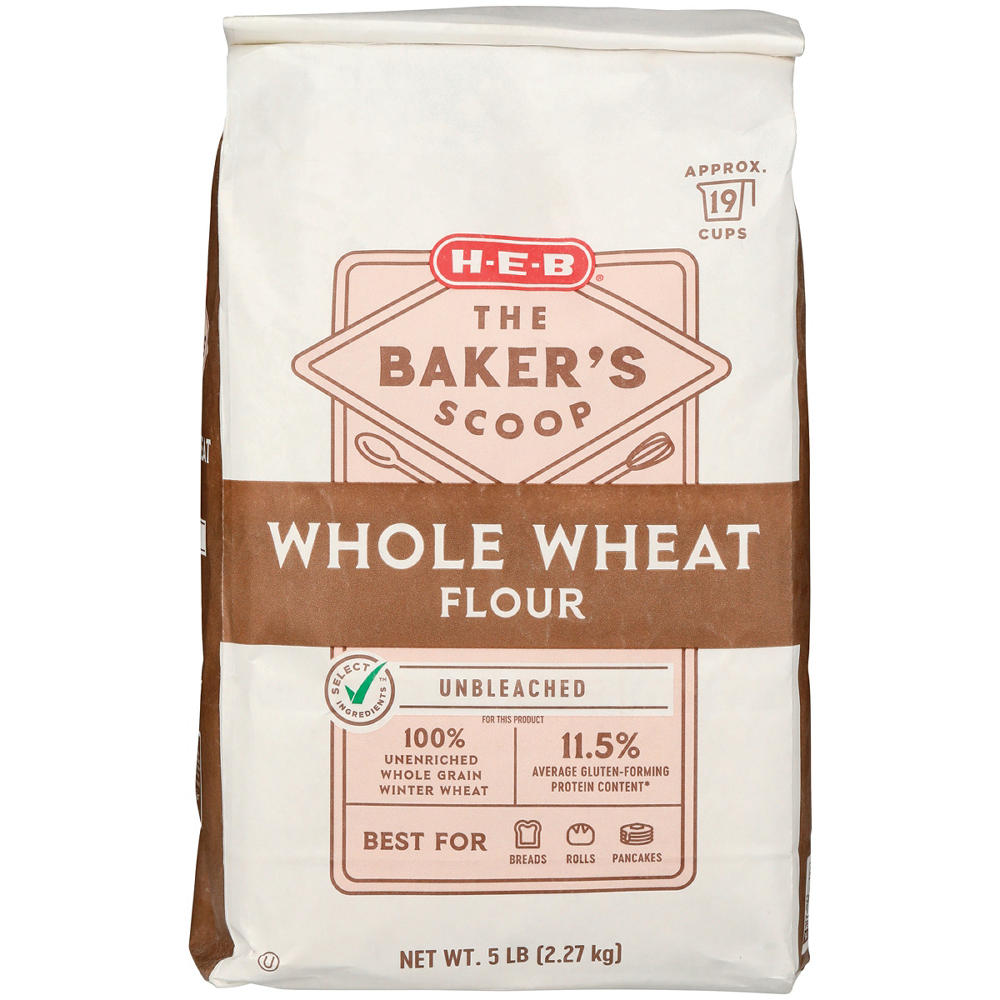 H-E-B The Baker's Scoop Unbleached Whole Wheat Flour, 5 lbs