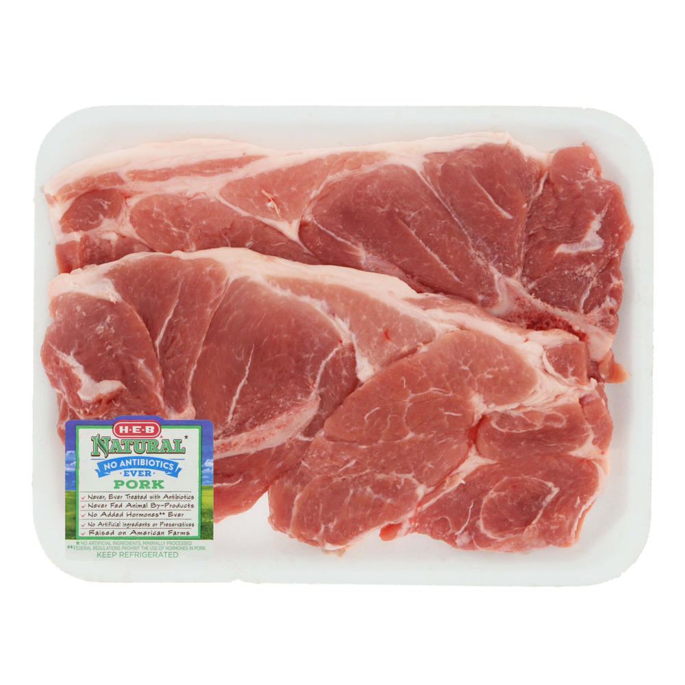 H-E-B Natural Bone-in Pork Steaks, Avg. 2.0 lbs
