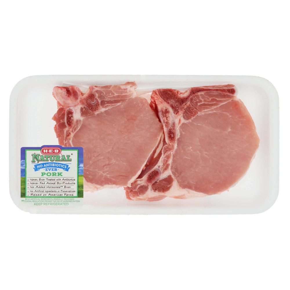 H-E-B Natural Bone-in Center Rib Pork Chops, Thick Cut, Avg. 1.59 lbs