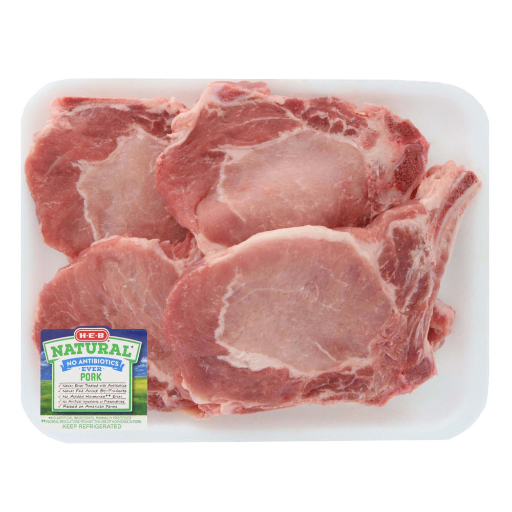 H-E-B Natural Bone-in Ribeye Pork Chops, Thick Cut, Avg. 1.25 lbs