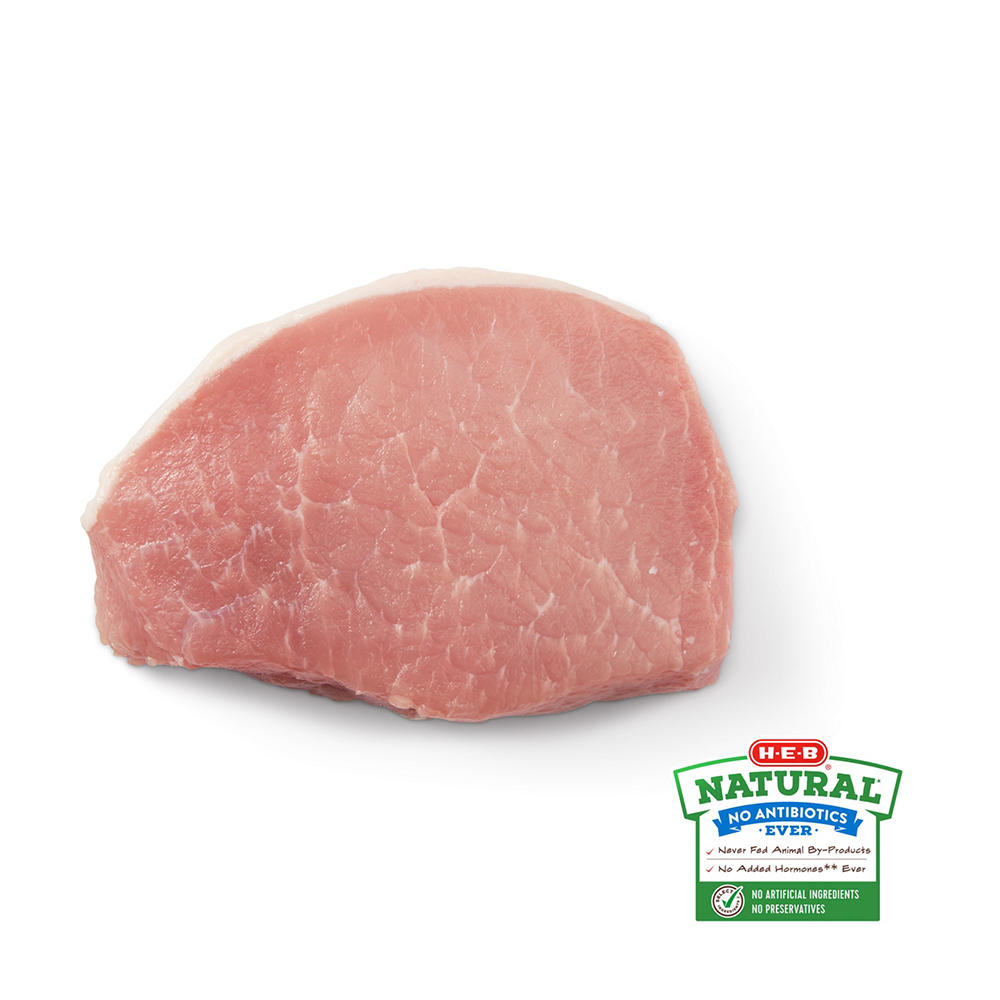 H-E-B Natural Boneless Center Loin Pork Chop, Thick Cut, Avg. 0.75 lb