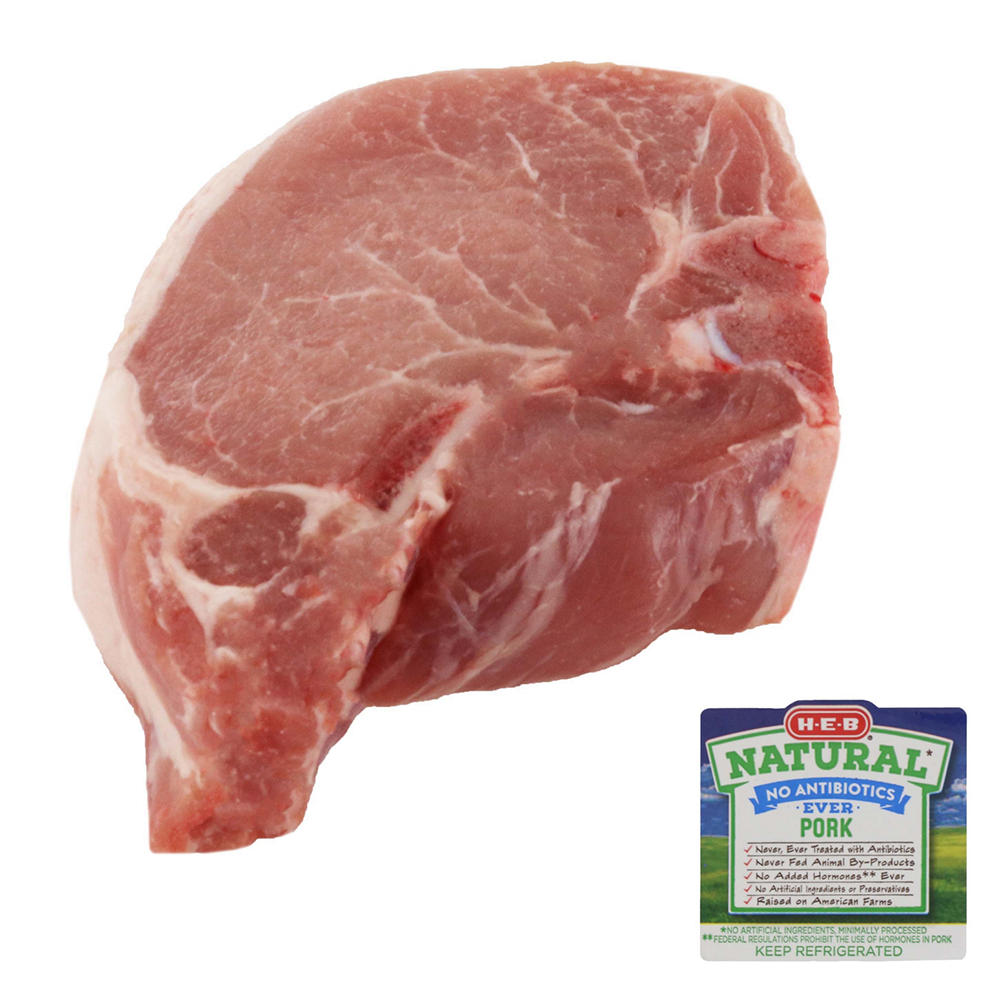 H-E-B Natural Bone-in Center Loin Pork Chop, Thick Cut, Avg. 1.75 lbs