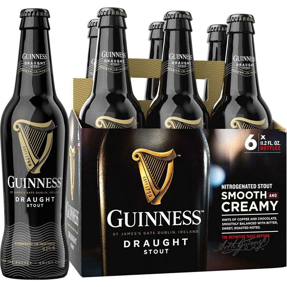 Guinness Draught Stout Beer 6pk Bottles, 11.2 fl oz