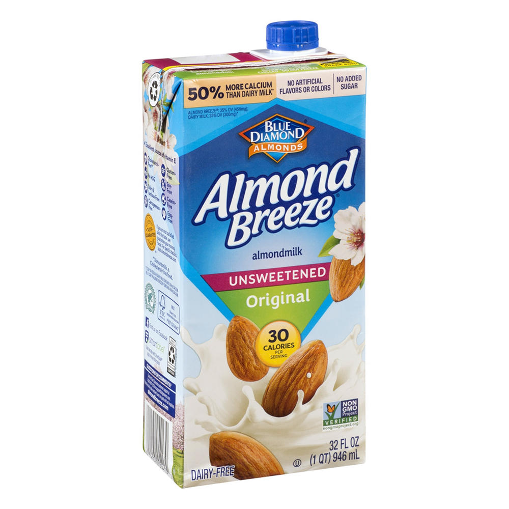 Blue Diamond Almond Breeze Unsweetened Original Almond Milk, 32 oz