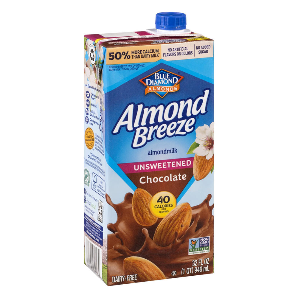 Blue Diamond Almond Breeze Unsweetened Chocolate Almond Milk, 32 oz