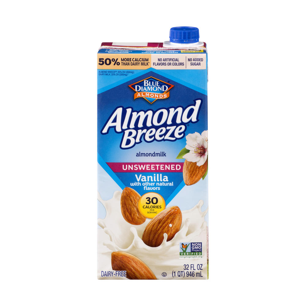 Blue Diamond Almond Breeze Unsweetened Vanilla Non-dairy Almond Milk, 32 oz
