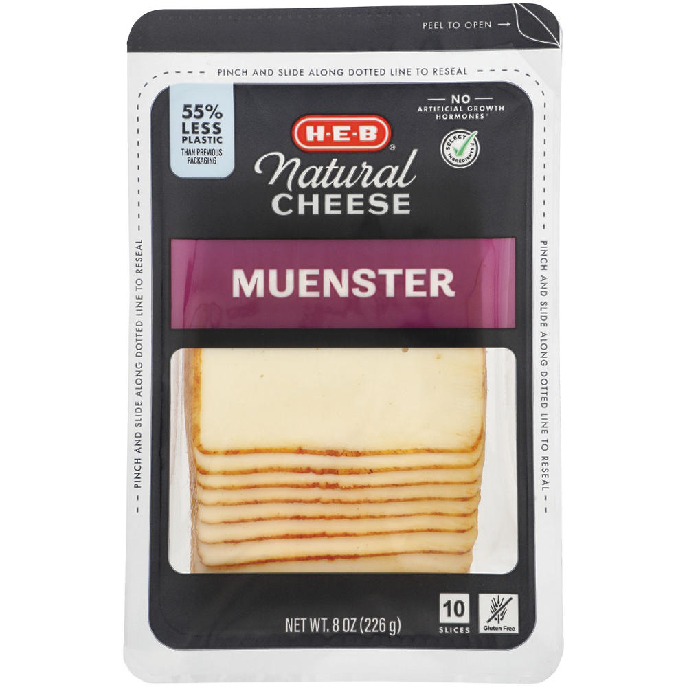 H-E-B Muenster Sliced Cheese, 10 ct
