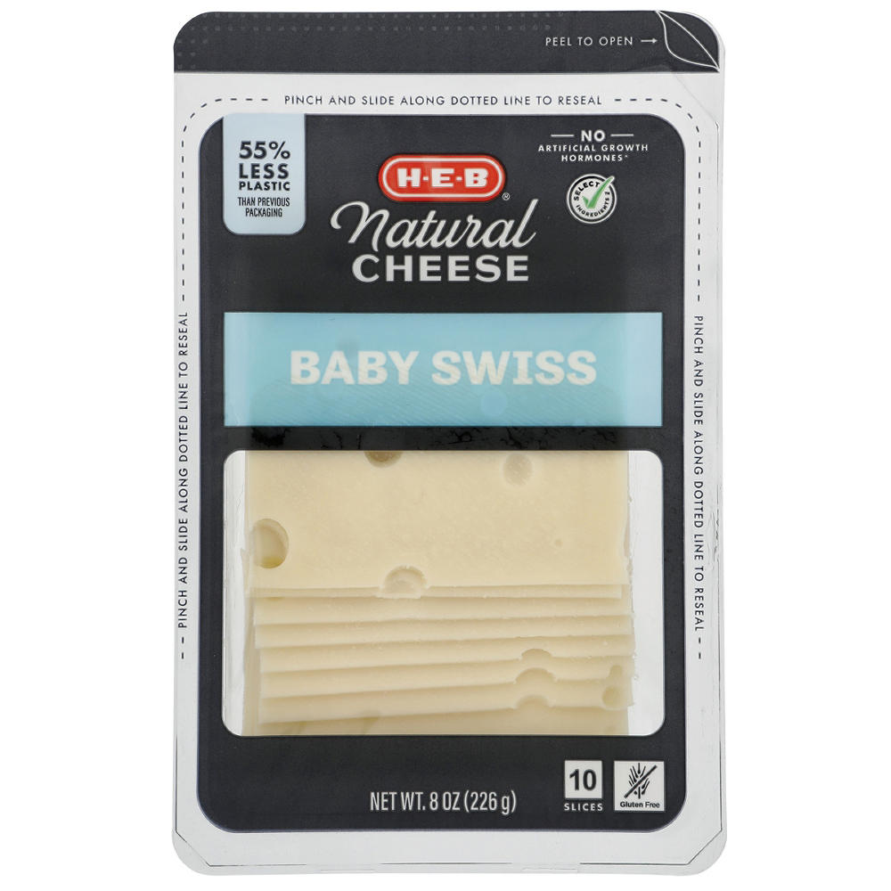 H-E-B Baby Swiss Sliced Cheese, 10 ct