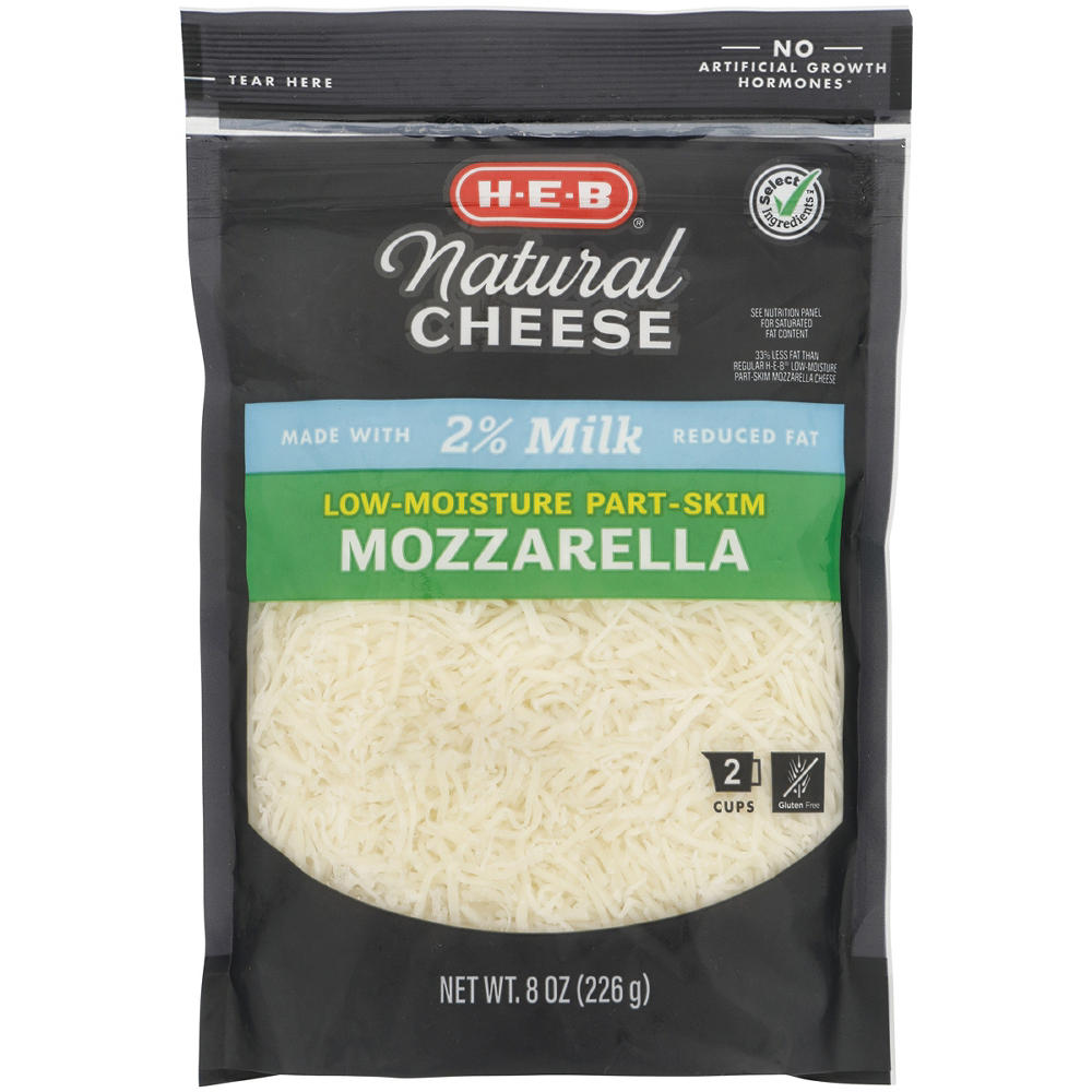 H-E-B Reduced Fat Low Moisture Part-Skim Mozzarella Shredded Cheese, 8 oz
