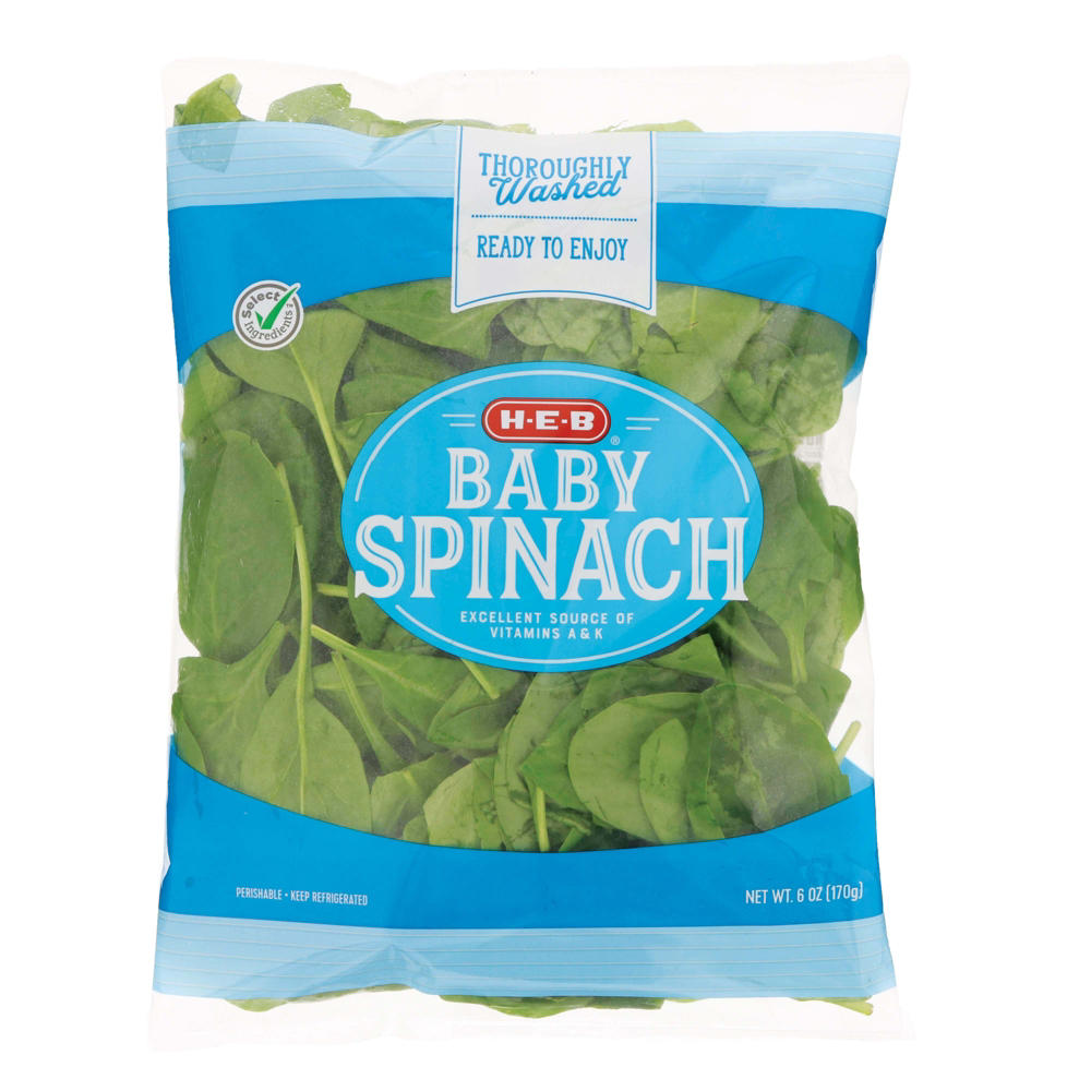 H-E-B Fresh Baby Spinach, 6 oz