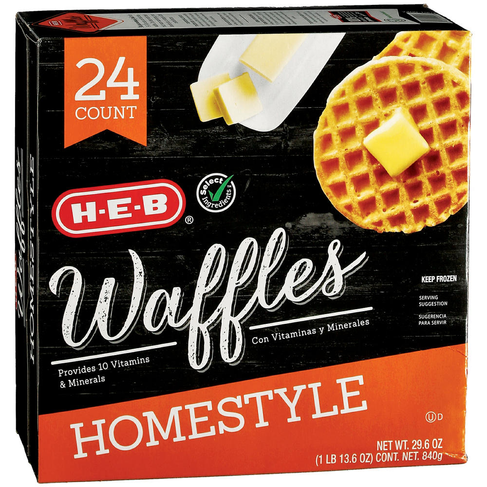 H-E-B Homestyle Frozen Waffles - Family Pack, 24 ct