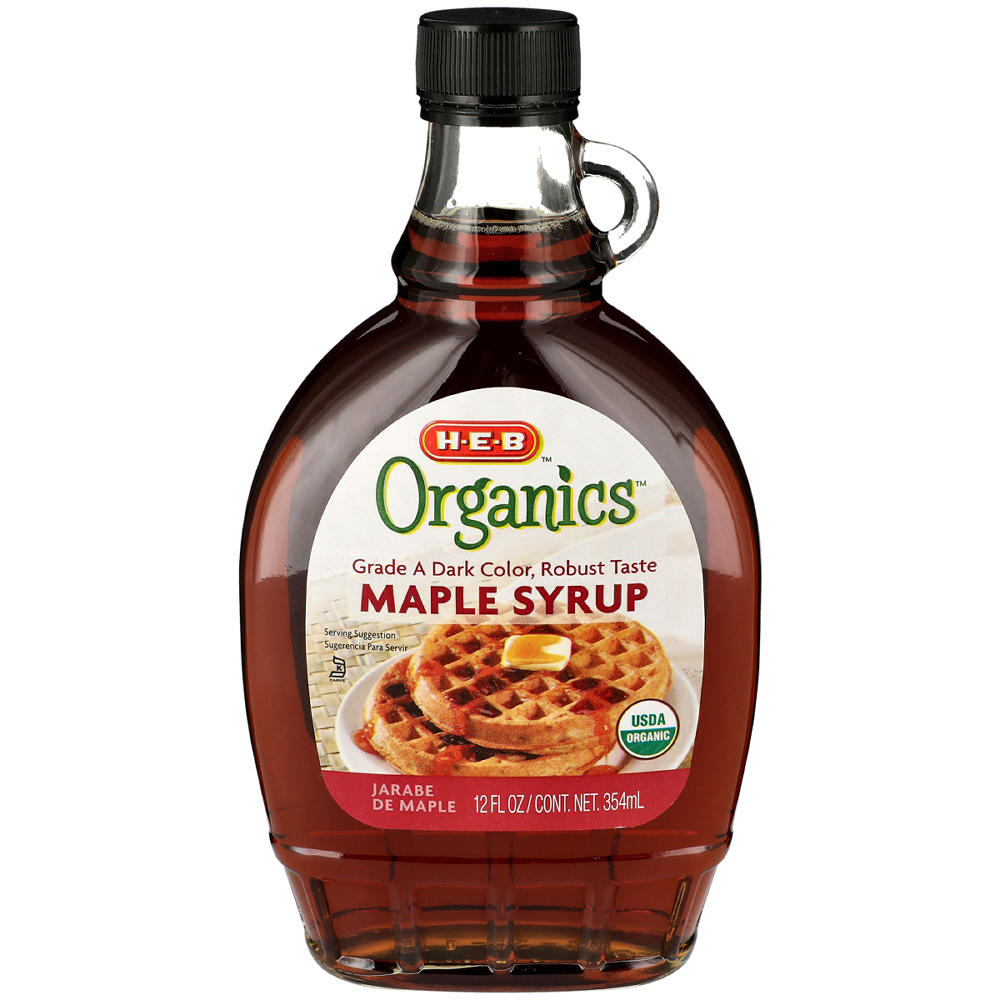 H-E-B Organics Dark Robust Taste Maple Syrup, 12 oz