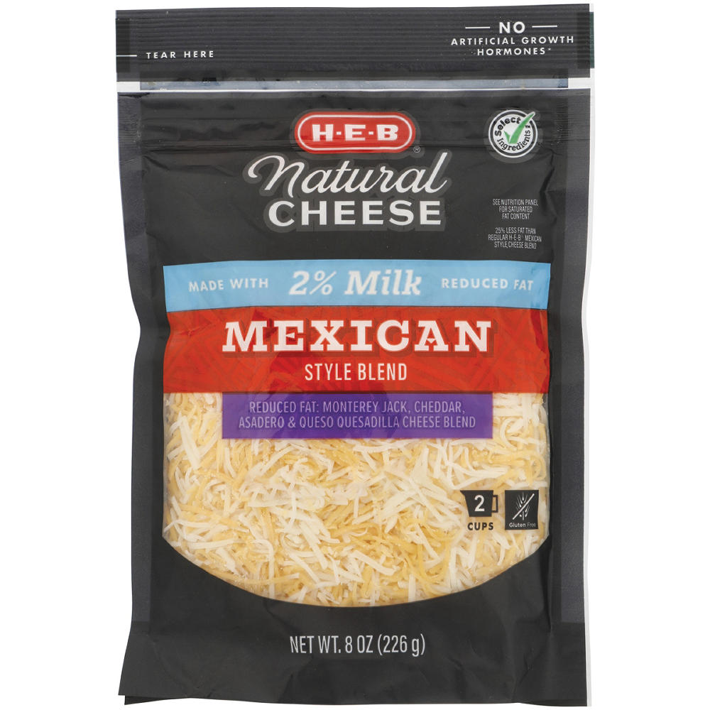 H-E-B Reduced Fat Mexican Style Blend Shredded Cheese, 8 oz