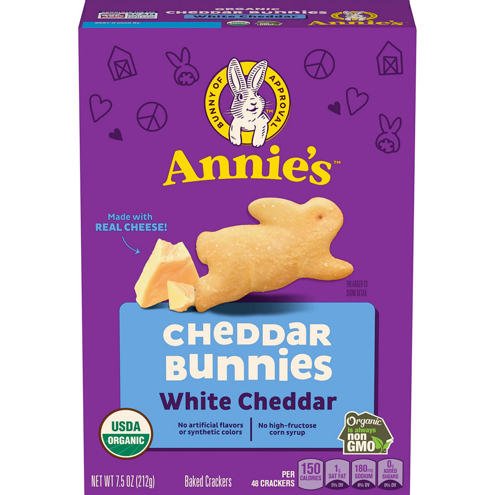 Annie's White Cheddar Bunnies Baked Crackers, 7.5 oz