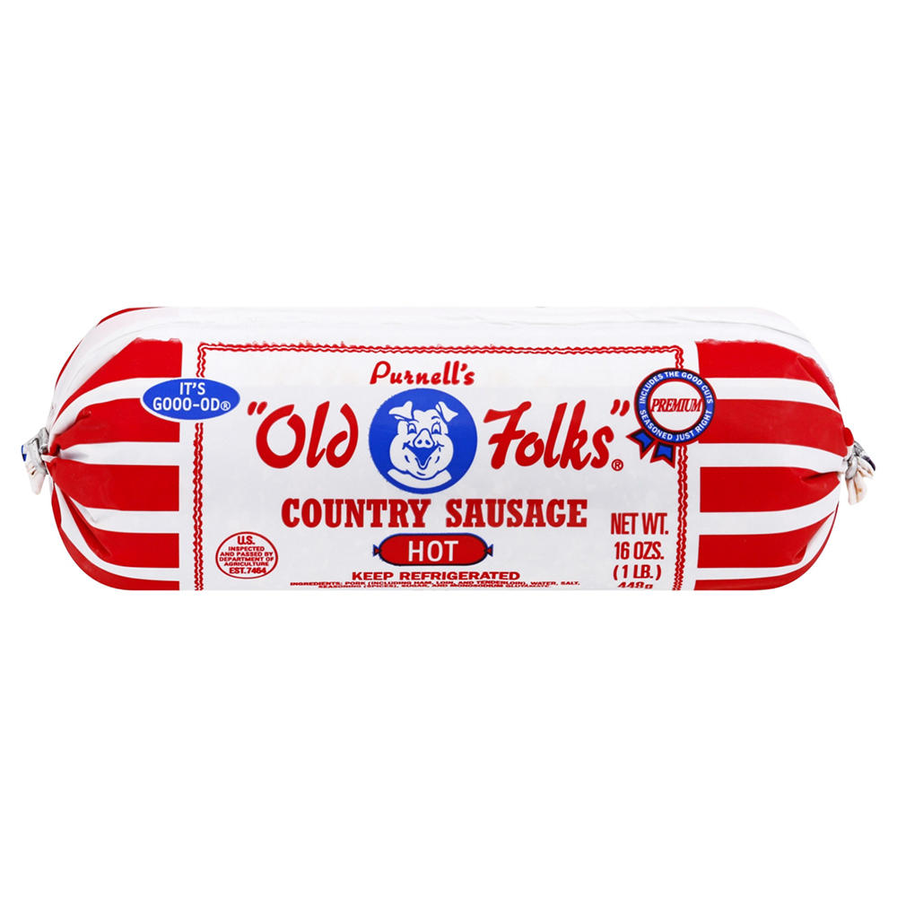 Purnell's Old Folks Country Pork Breakfast Sausage - Hot, 16 oz