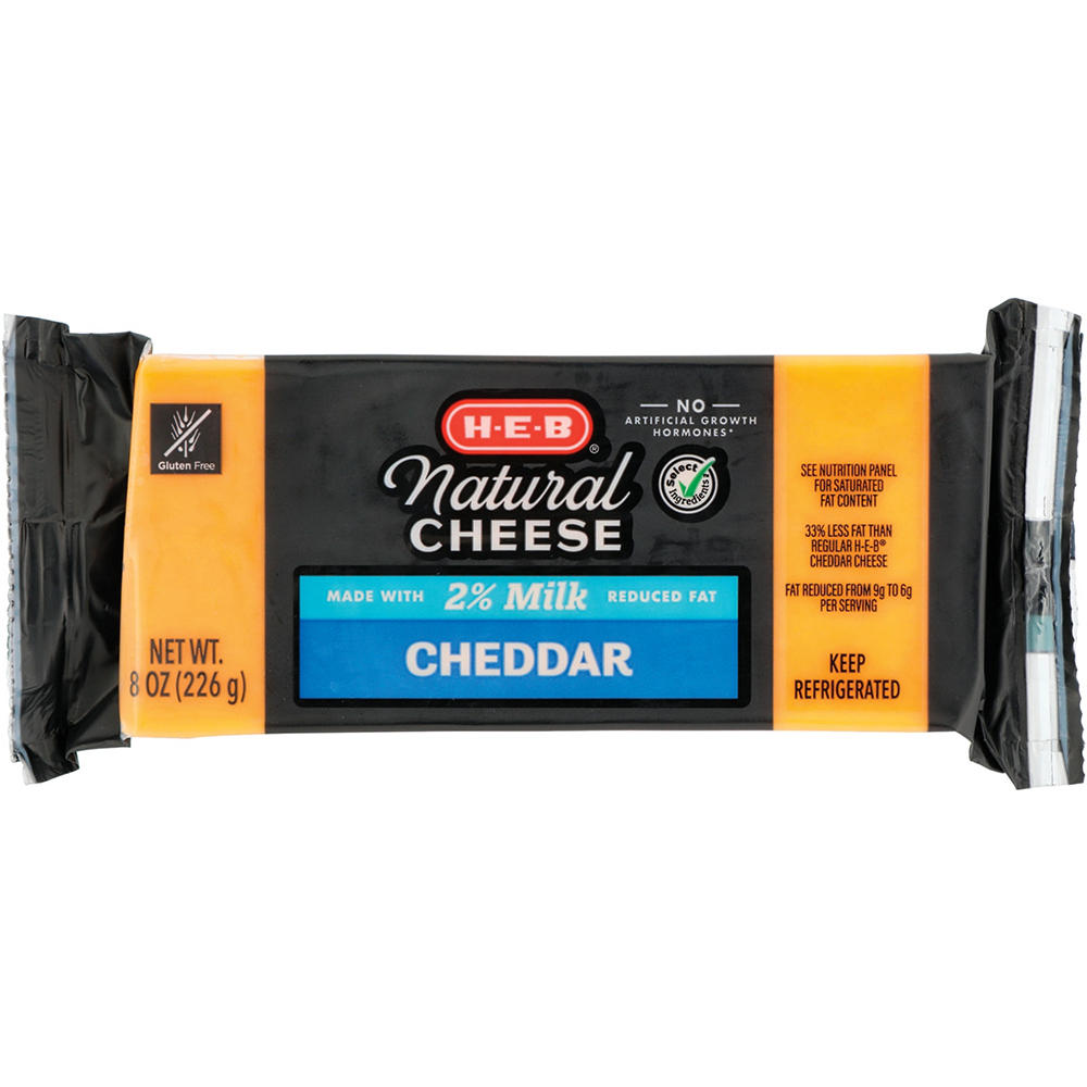 H-E-B Reduced Fat Cheddar Cheese, 8 oz