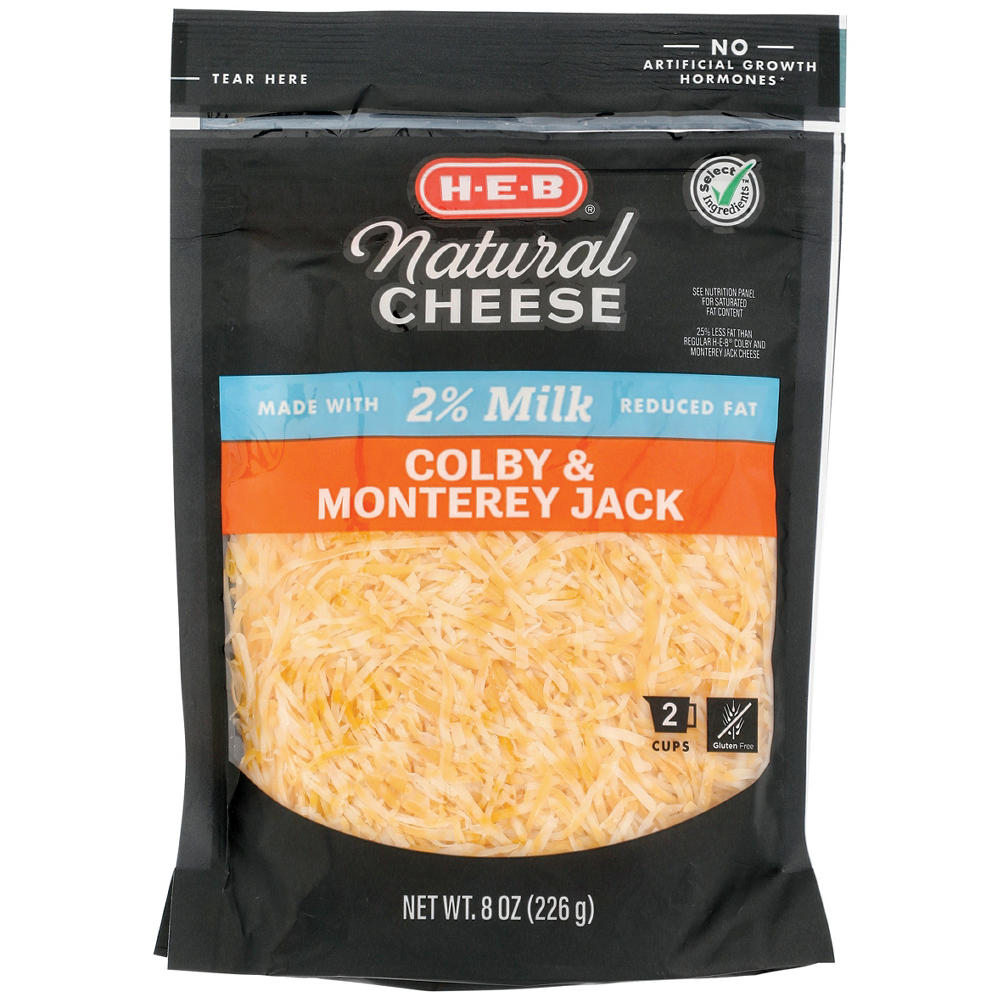 H-E-B Reduced Fat Colby & Monterey Jack Shredded Cheese, 8 oz