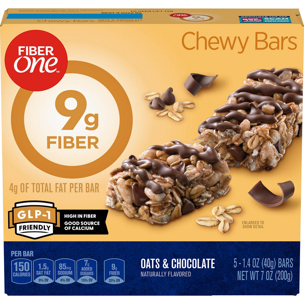 Fiber One Oats & Chocolate Chewy Bars, 5 ct