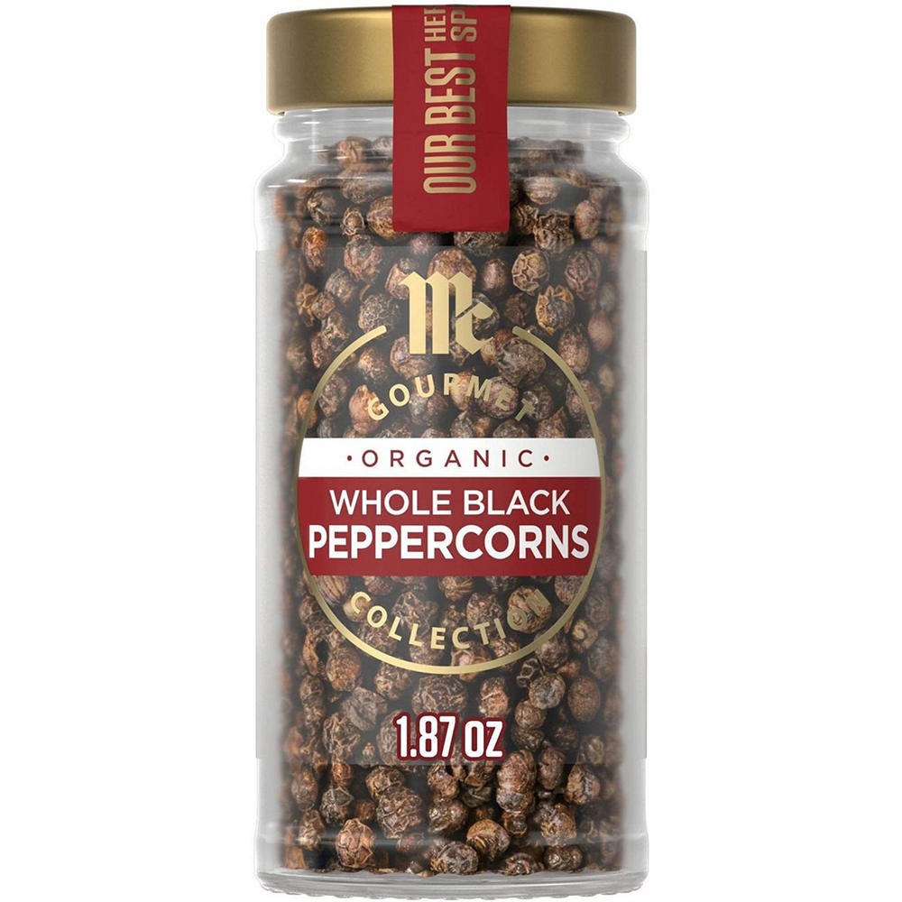 McCormick Gourmet Organic Whole Black Peppercorns, 1.87 oz