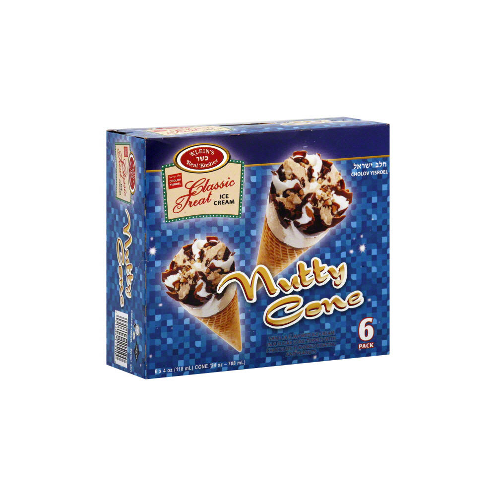Klein's Kosher Nutty Cone Ice Cream, 6 ct