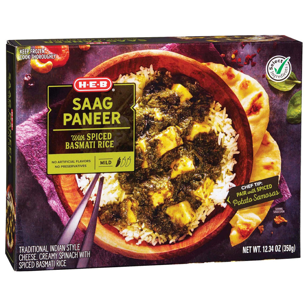 H-E-B Saag Paneer Frozen Meal, 12.34 oz