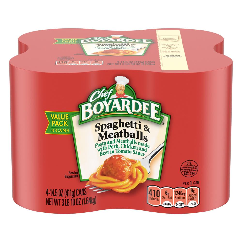 Chef Boyardee Spaghetti and Meatballs, 4 ct
