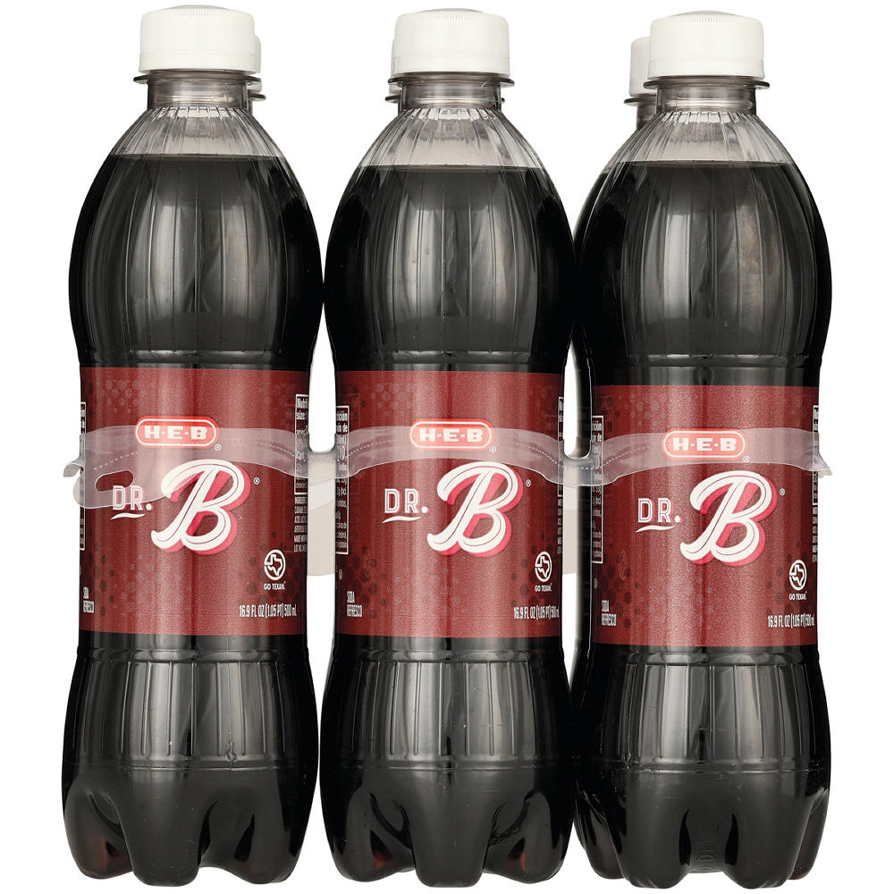 H-E-B Dr. B Soda 6 pk Bottles, 16.9 oz