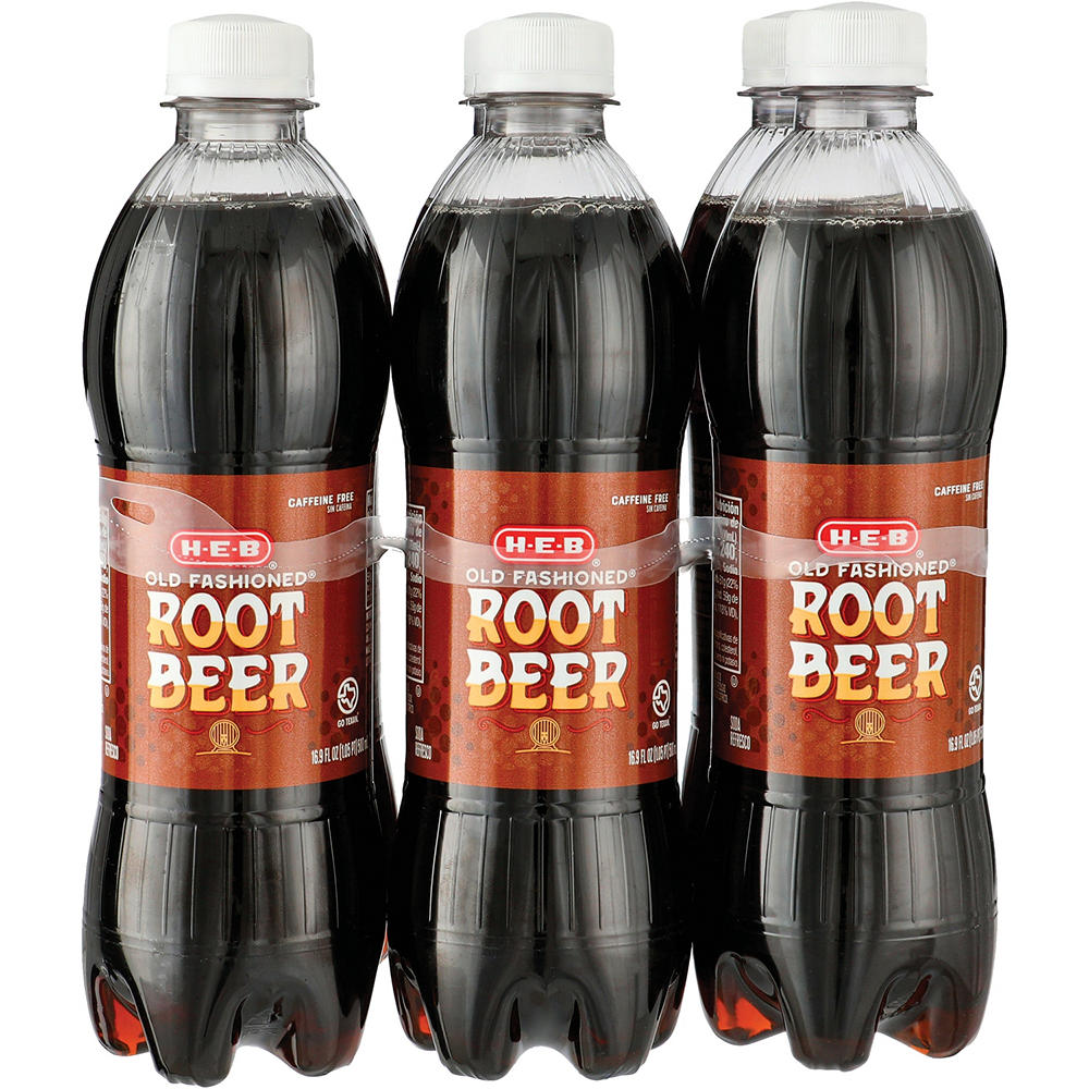 H-E-B Old Fashioned Root Beer Soda 6 pk Bottles, 16.9 oz