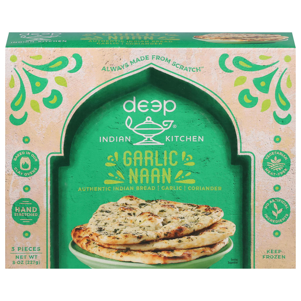 Deep Indian Kitchen Frozen Garlic Naan Bread, 3 ct