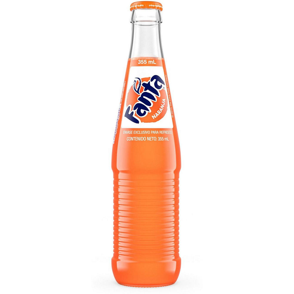 Fanta Orange Soda Soft Drink Glass Bottle, 12 oz