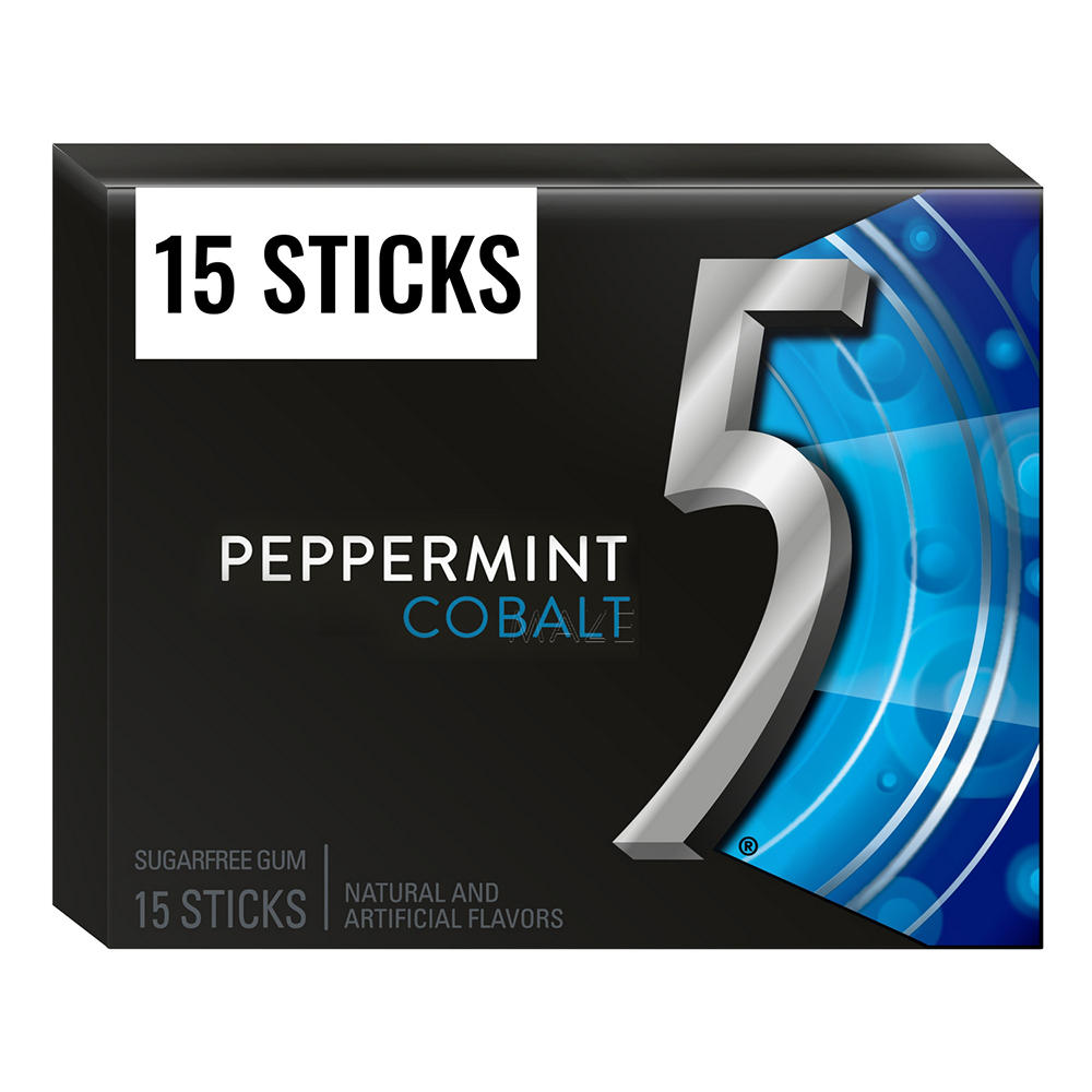 5 Peppermint Cobalt Sugar Free Chewing Gum, 15 pc