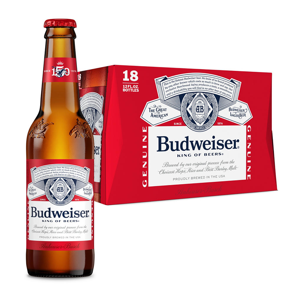 Budweiser American Lager Beer Bottles, 18 pk, 12 oz