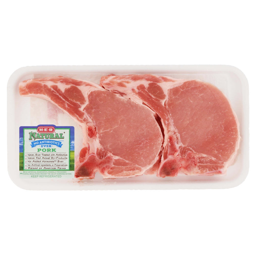 H-E-B Natural Bone-in Center Loin Rib Pork Chops - Extra Thick, Avg. 1.5 lbs