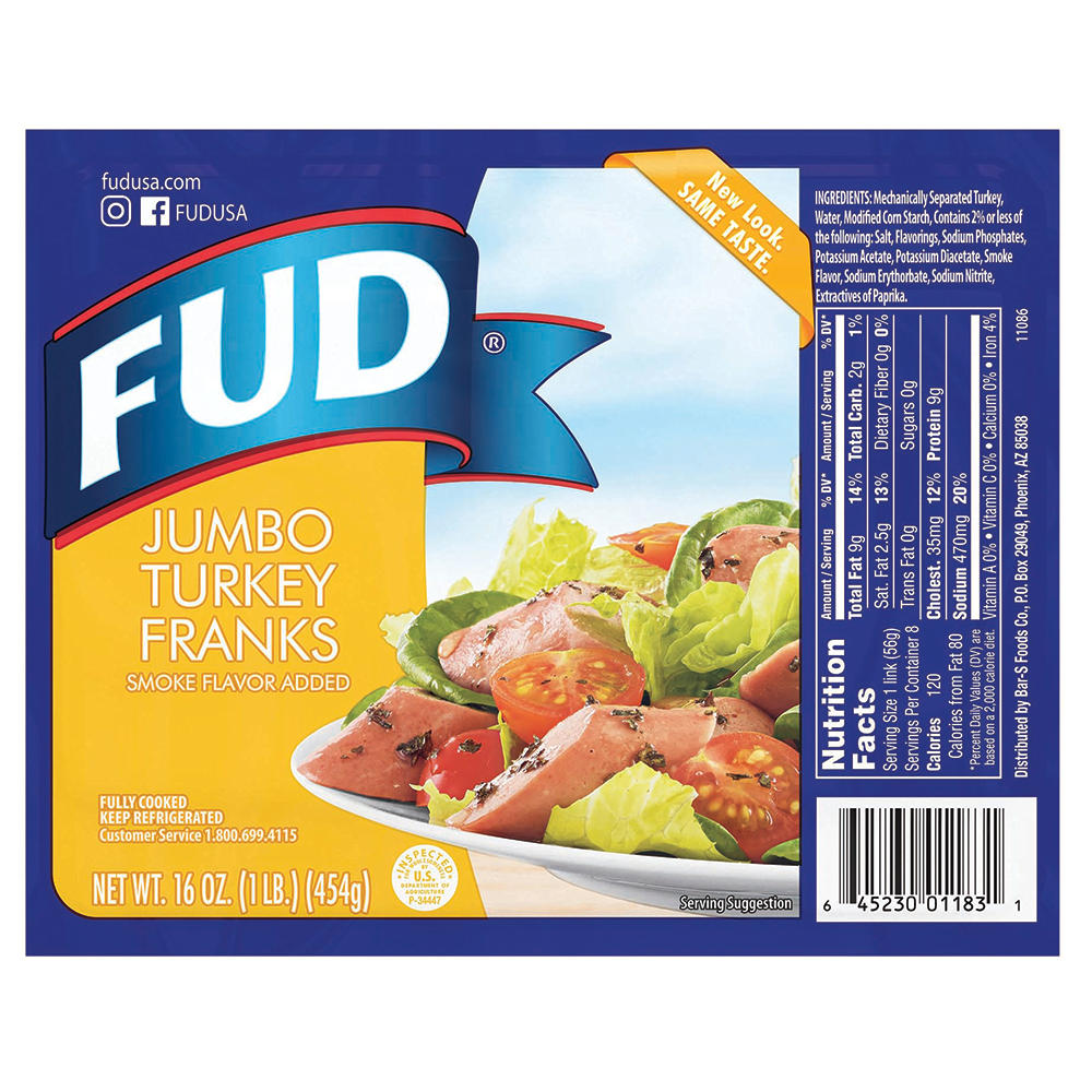 FUD Jumbo Turkey Franks, 8 ct