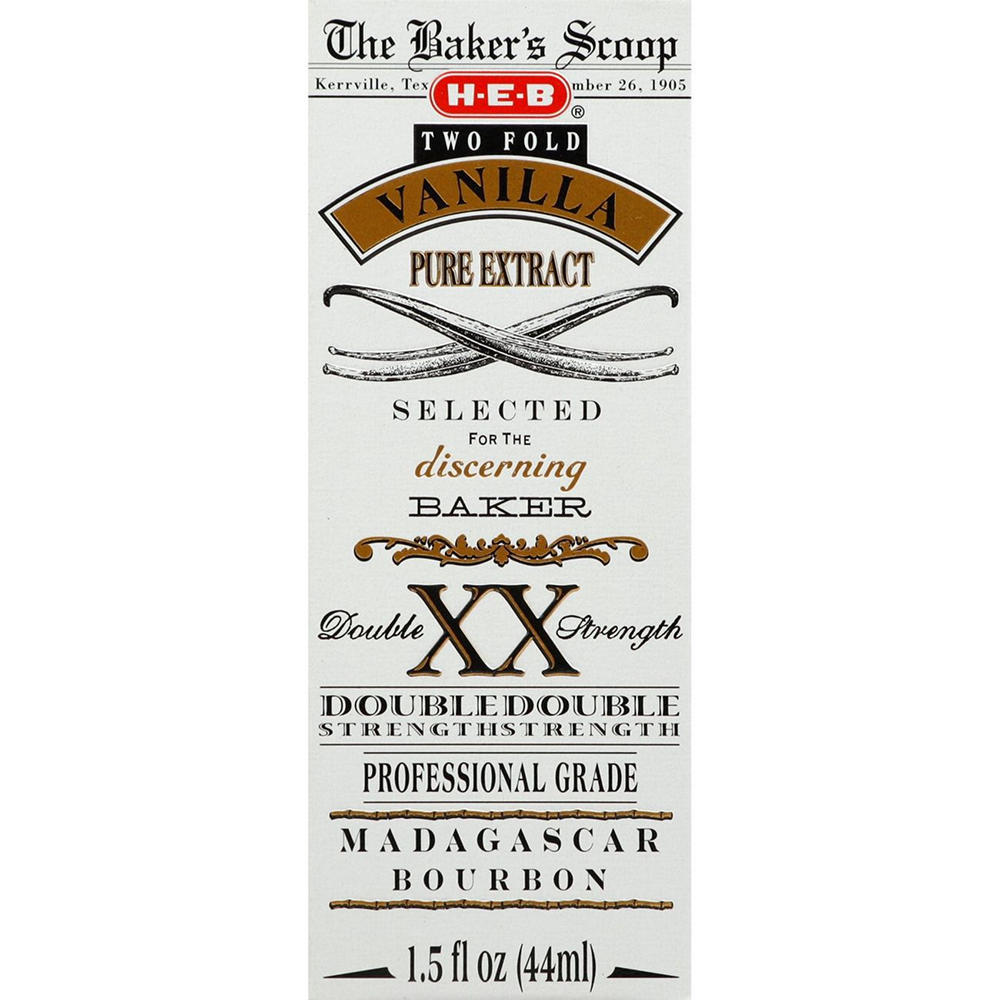 H-E-B The Baker's Scoop Two Fold Pure Vanilla Extract, 1.5 oz