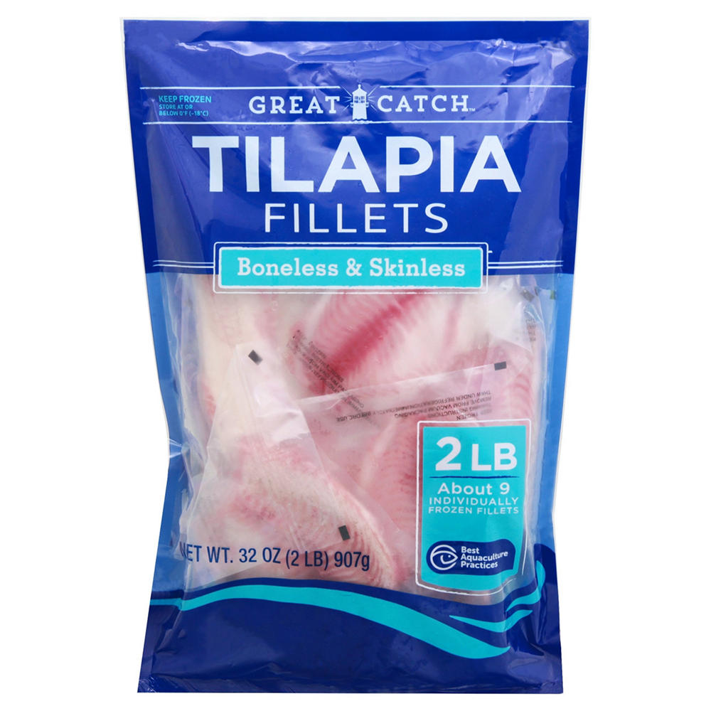 Great Catch Frozen Boneless Skinless Tilapia Fillets, 32 oz