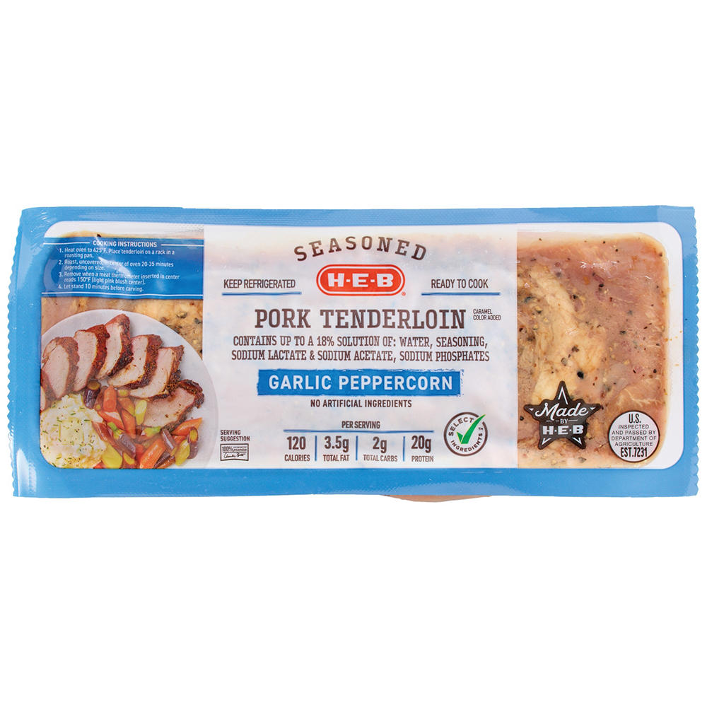 H-E-B Garlic Peppercorn-Seasoned Pork Tenderloin, Avg. 1.3 lbs