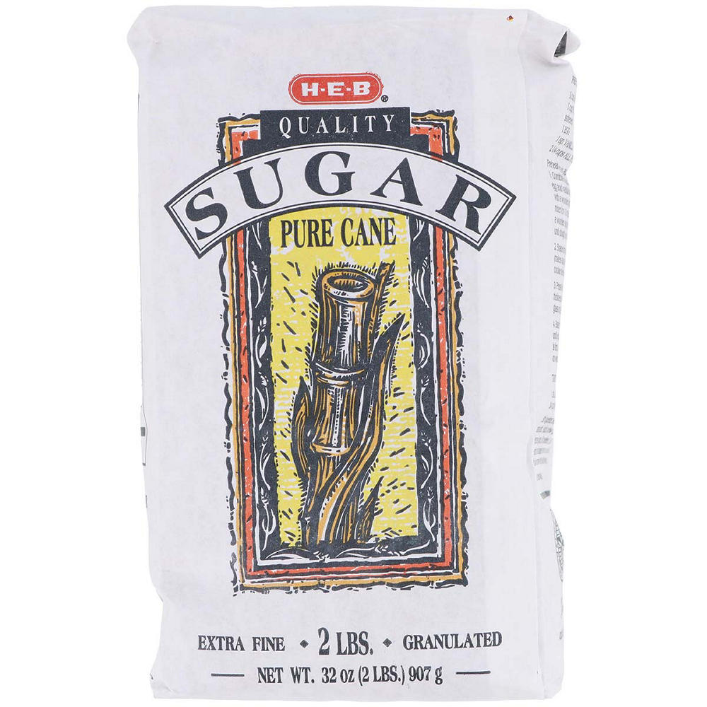 H-E-B Pure Cane Extra Fine Granulated Sugar, 2 lbs