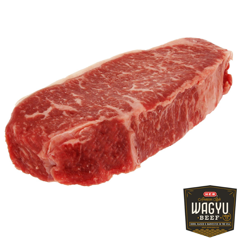 H-E-B American Style Wagyu Beef Boneless New York Strip - Extra Thick Cut, Avg. 1.2 lbs