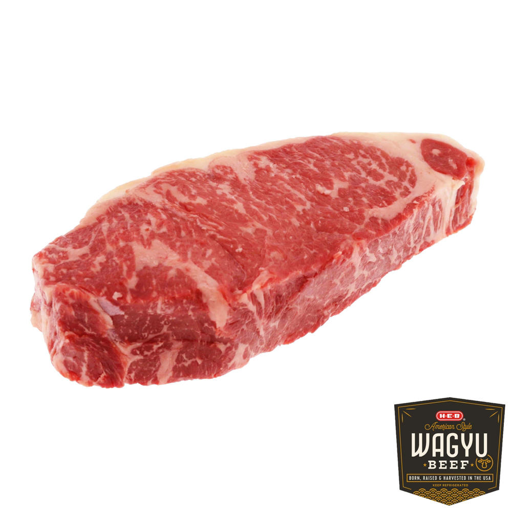 H-E-B American Style Wagyu Beef NY Strip Steak, Boneless, Avg. 0.92 lb